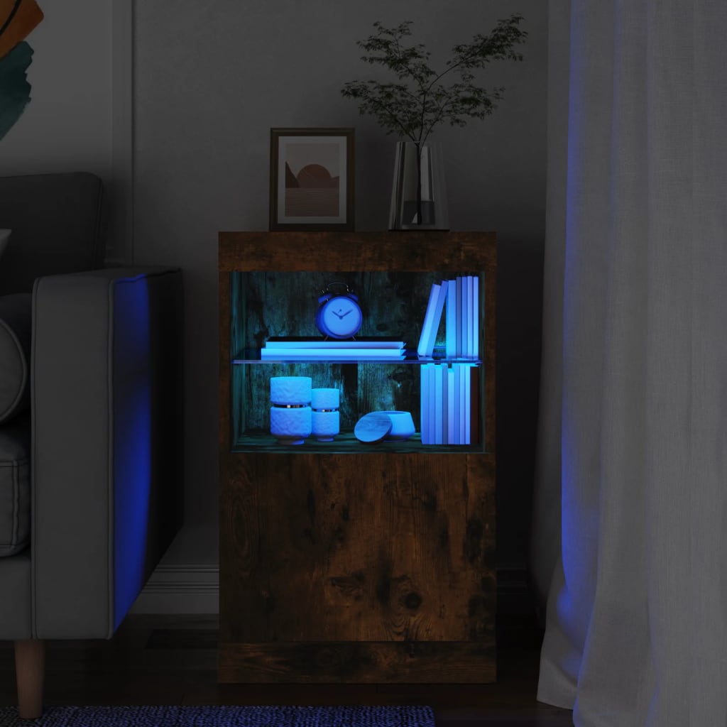 Puhvetkapp LED-tuledega, suitsutatud tamm, 41 x 37 x 67 cm