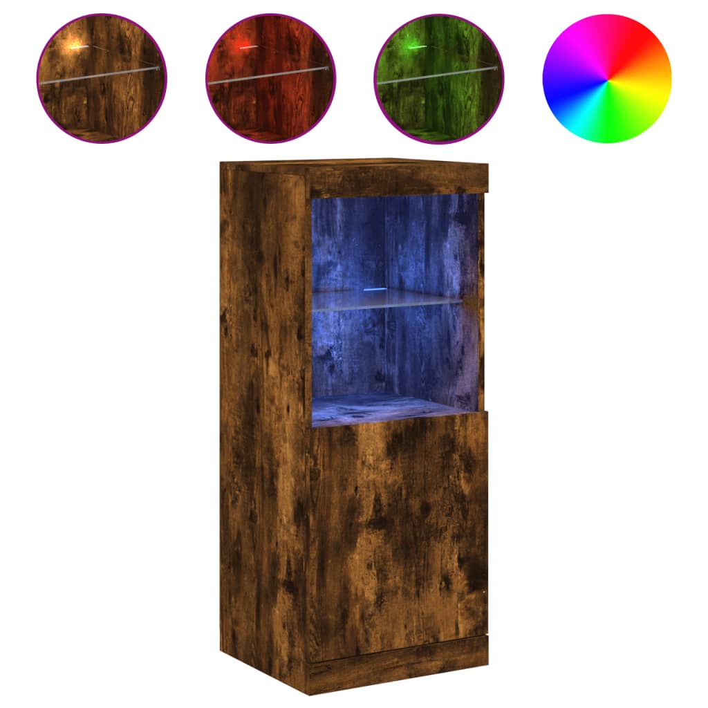 Puhvetkapp LED-tuledega, suitsutatud tamm, 41 x 37 x 100 cm