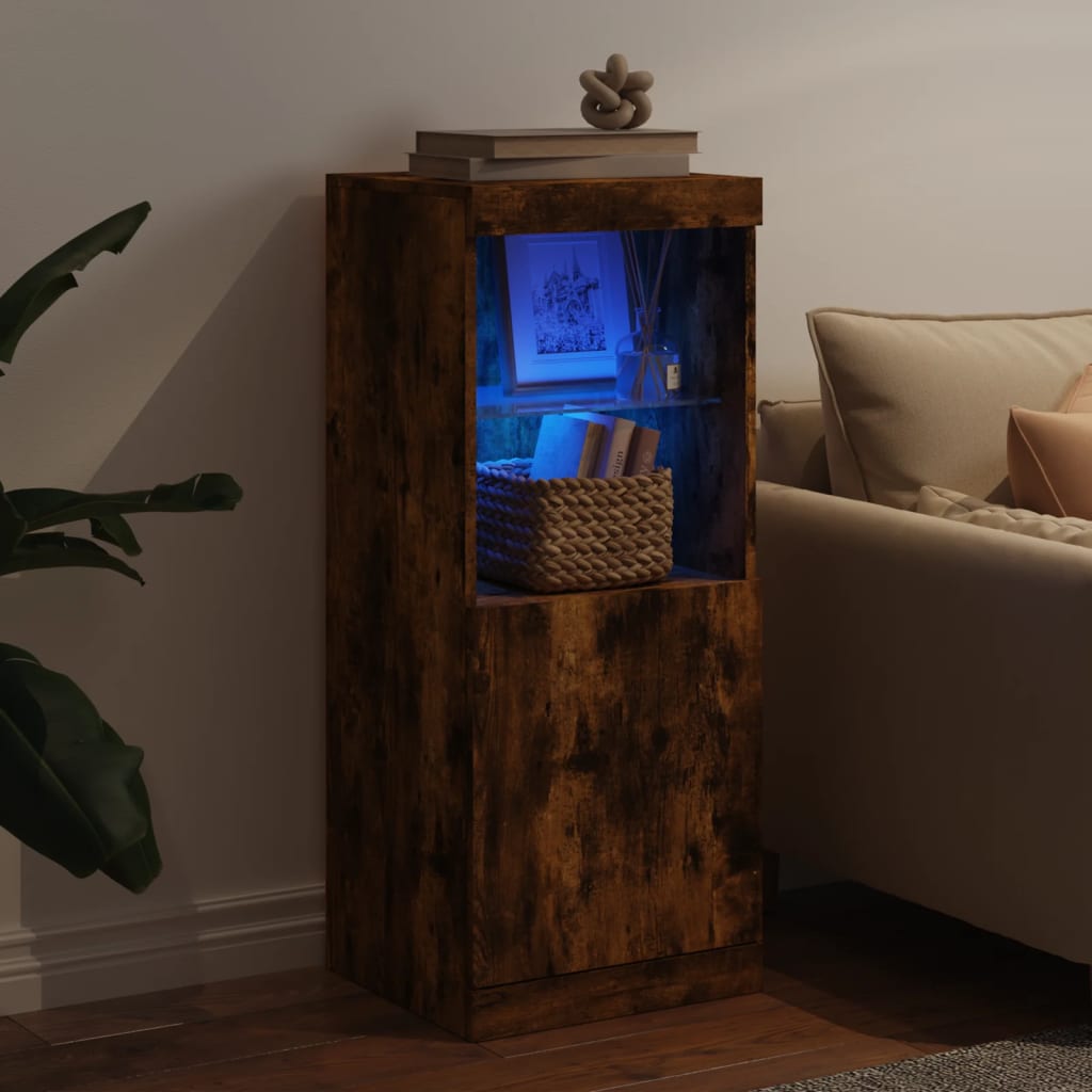 Puhvetkapp LED-tuledega, suitsutatud tamm, 41 x 37 x 100 cm