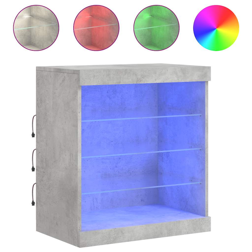 Puhvetkapp LED-tuledega, betoonhall, 60,5 x 37 x 67 cm