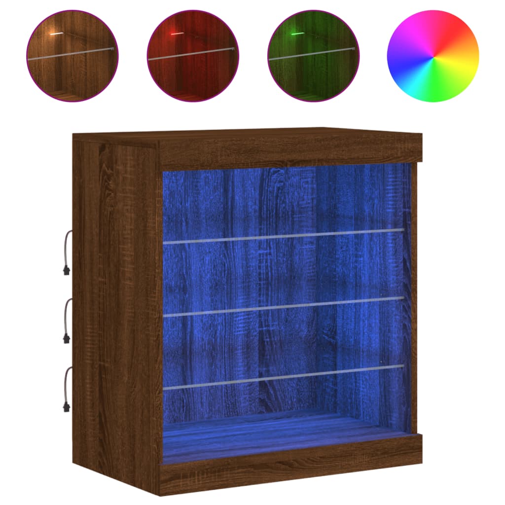 Puhvetkapp LED-tuledega, pruun tamm, 60,5 x 37 x 67 cm