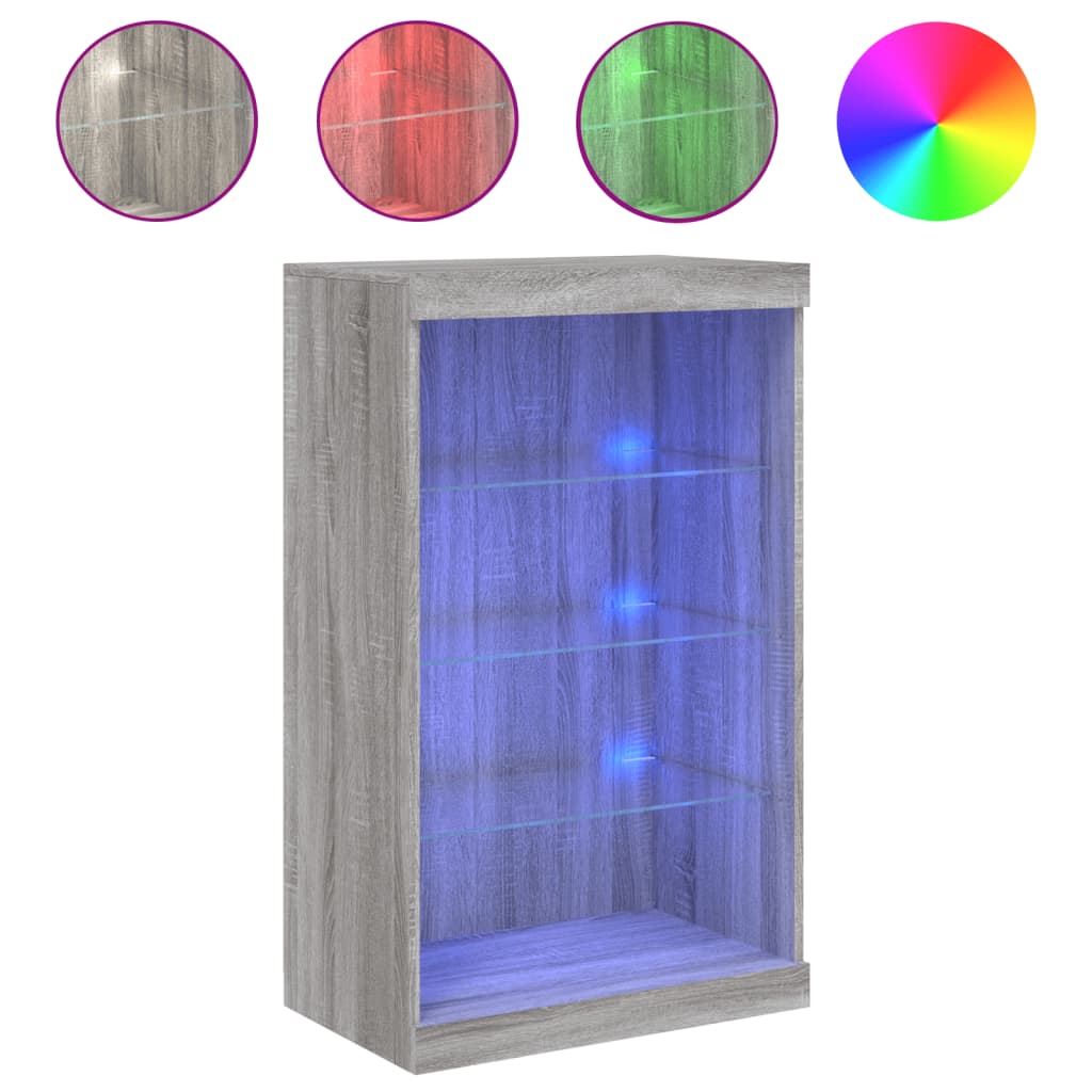 Puhvetkapp LED-tuledega, hall Sonoma tamm, 60,5 x 37 x 100 cm