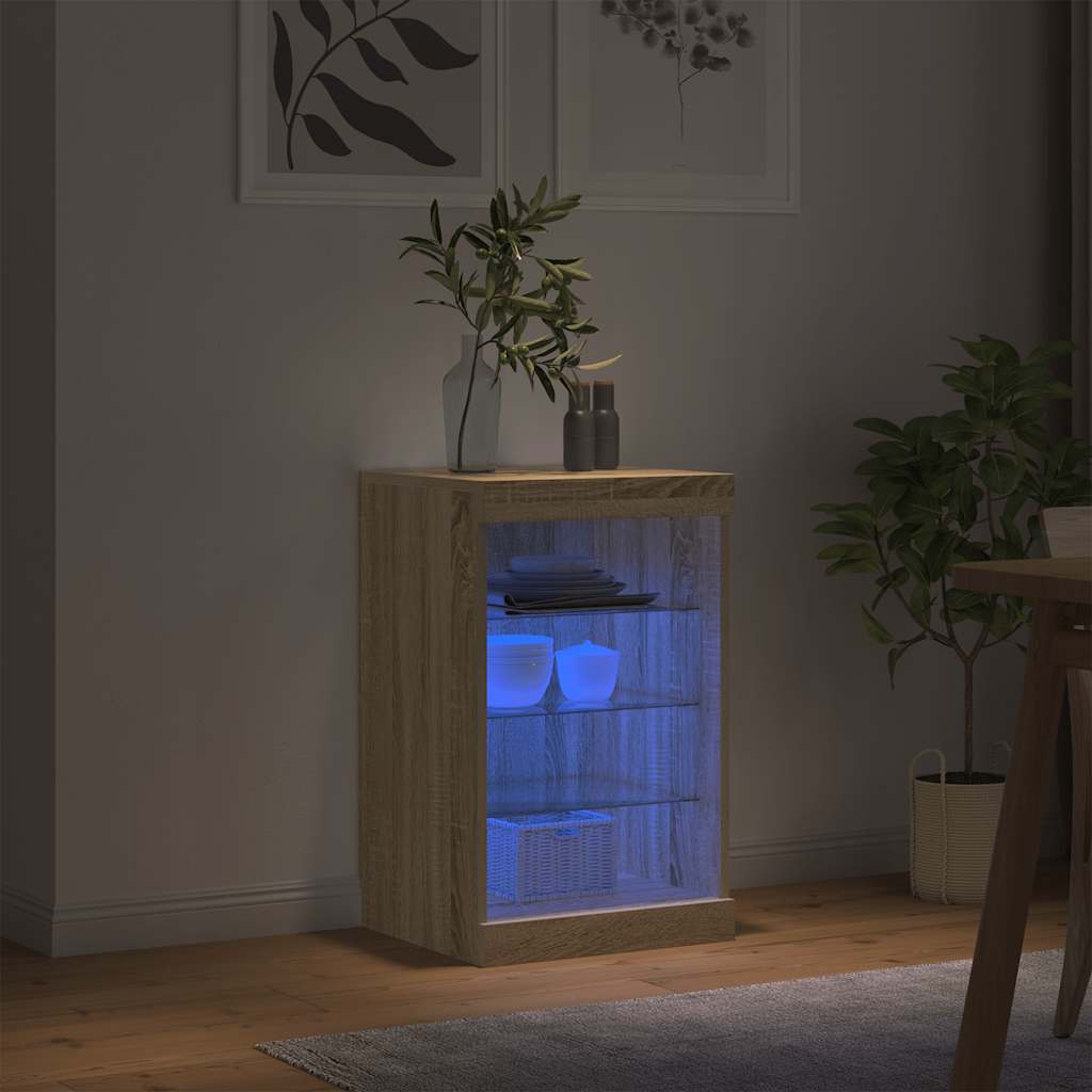 Puhvetkapp LED-tuledega, Sonoma tamm, 41 x 37 x 67 cm