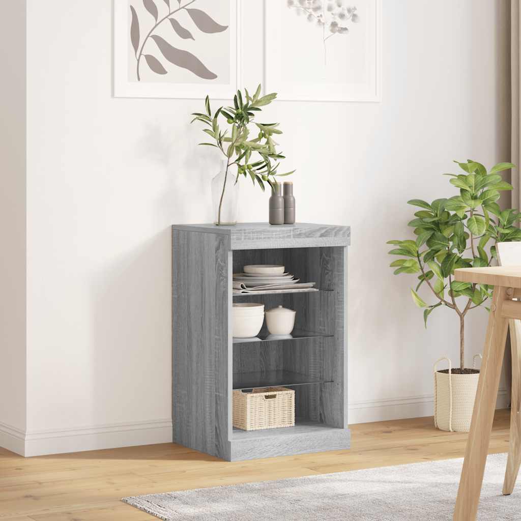 Puhvetkapp LED-tuledega, hall Sonoma tamm, 41 x 37 x 67 cm