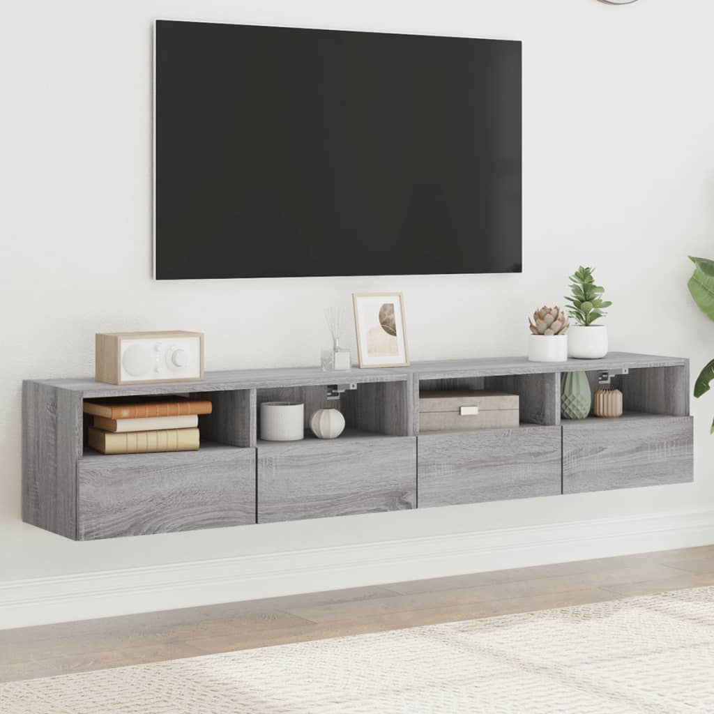 Teleri seinakapid 2 tk, hall Sonoma, 80 x 30 x 30 cm, tehispuit