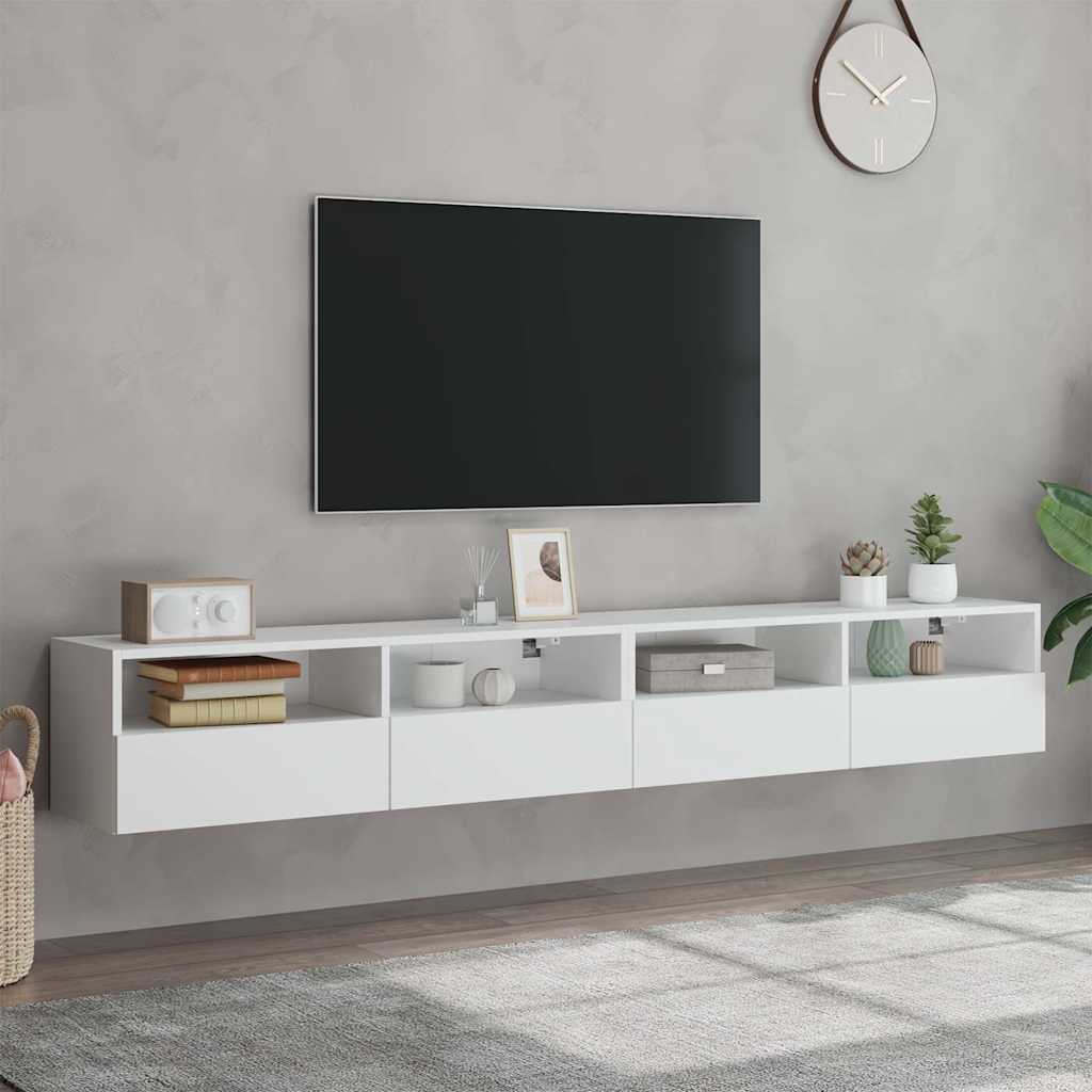 Teleri seinakapid 2 tk, valge, 100 x 30 x 30 cm, tehispuit