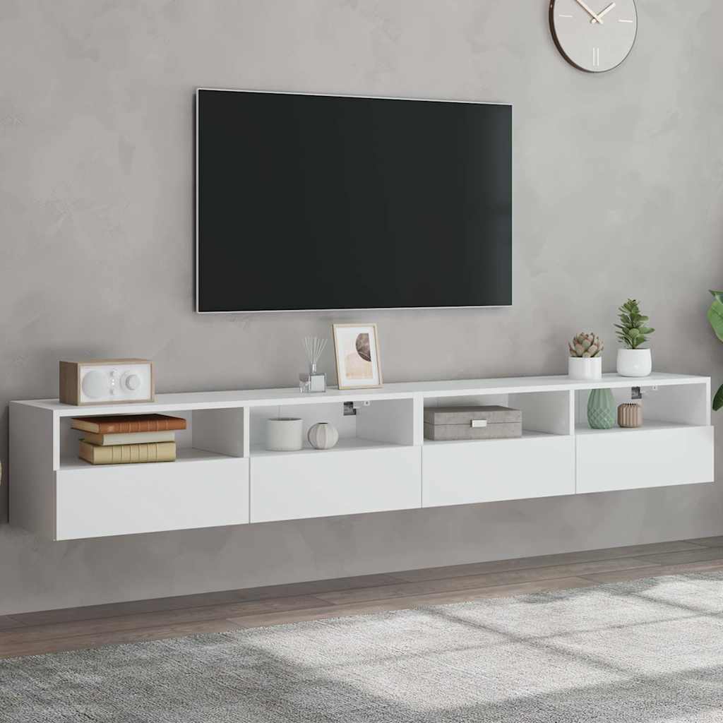 Teleri seinakapid 2 tk, valge, 100 x 30 x 30 cm, tehispuit