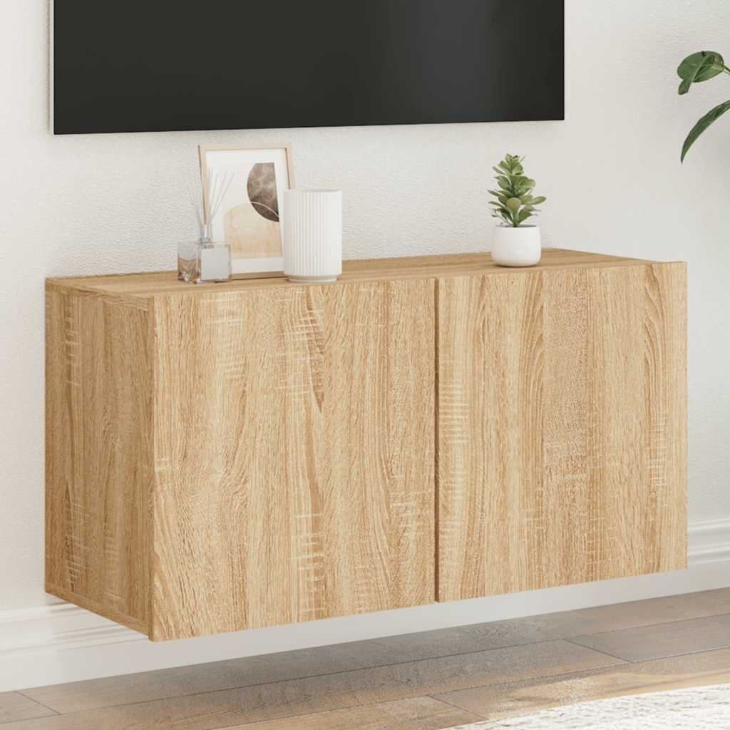 Seinale kinnitatav telerikapp, Sonoma tamm, 80 x 30 x 41 cm