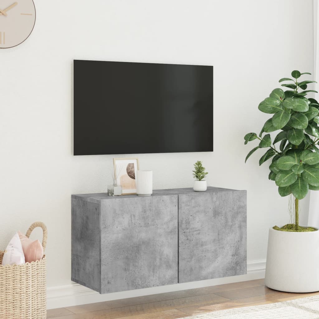 Seinale kinnitatav telerikapp, betoonhall, 80 x 30 x 41 cm