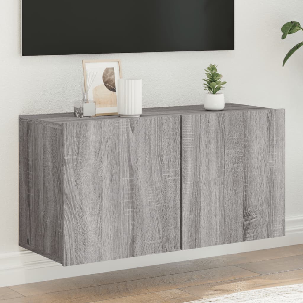 Seina telerikapid 2 tk, hall Sonoma tamm, 80 x 30 x 41 cm