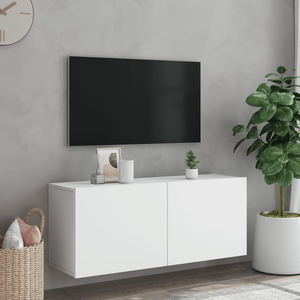 Seinale kinnitatav telerikapp, valge, 100 x 30 x 41 cm