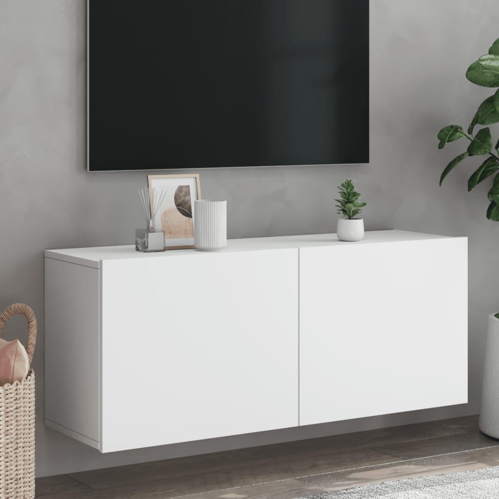 Seinale kinnitatav telerikapp, valge, 100 x 30 x 41 cm