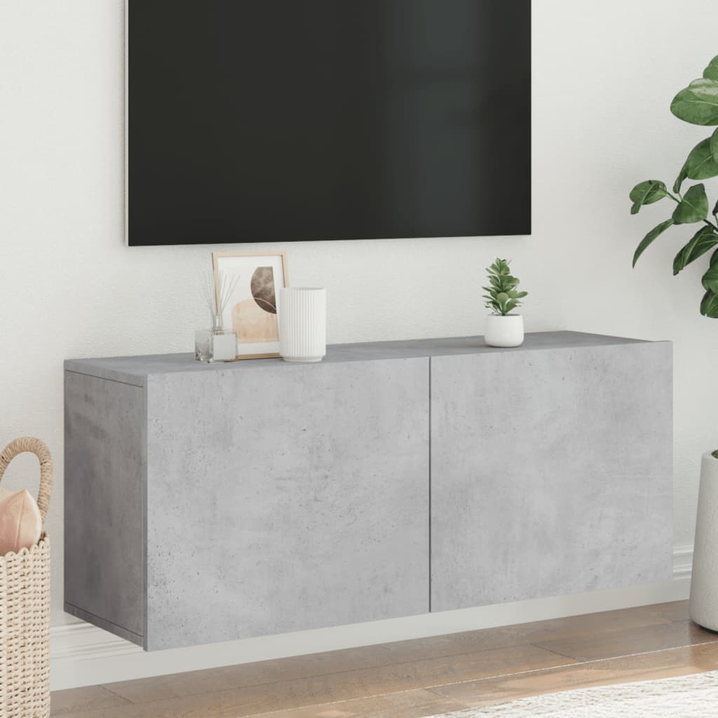 Seinale kinnitatav telerikapp, betoonhall, 100 x 30 x 41 cm