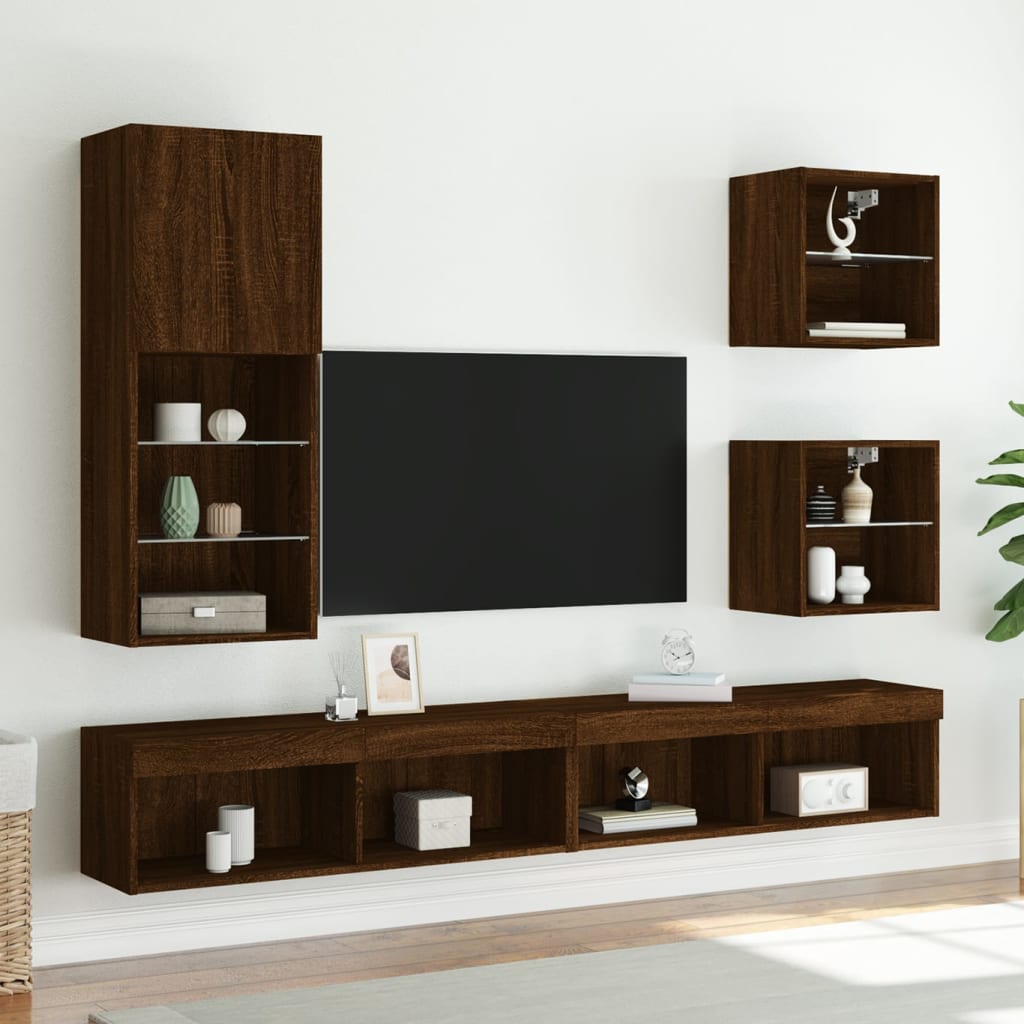 LED-tuledega telerikapp, pruun tamm, 40,5 x 30 x 102 cm
