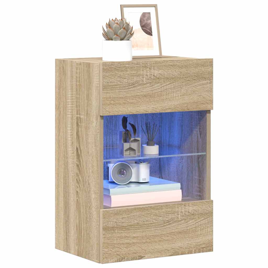 Seinakapid LED-tuledega teleri jaoks 2 tk, Sonoma tamm, 40x30x60,5 cm