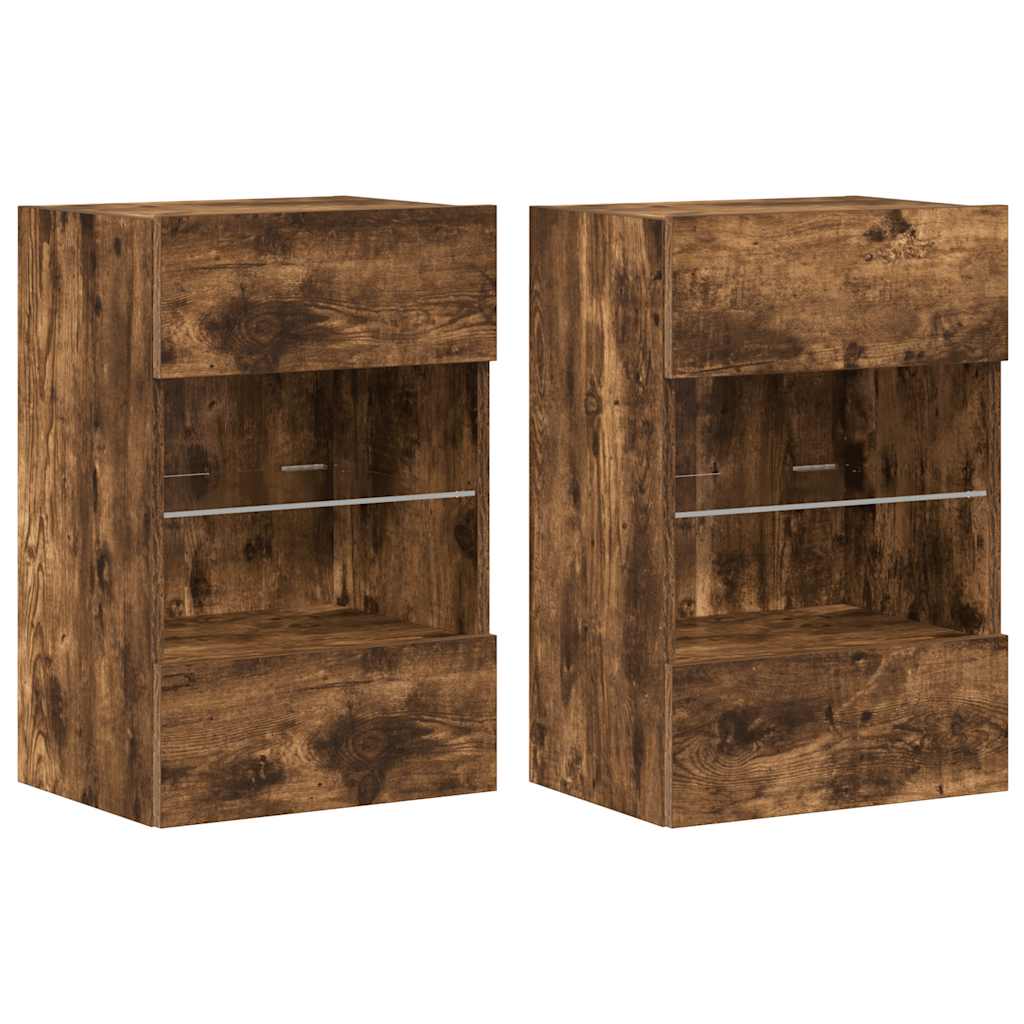 Seinakapid LED-tuledega teleri jaoks 2 tk, suitsutamm, 40x30x60,5 cm