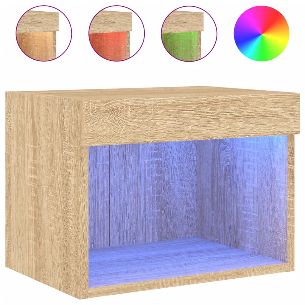 Seinale kinnitatav öökapp LED-tuledega, Sonoma tamm