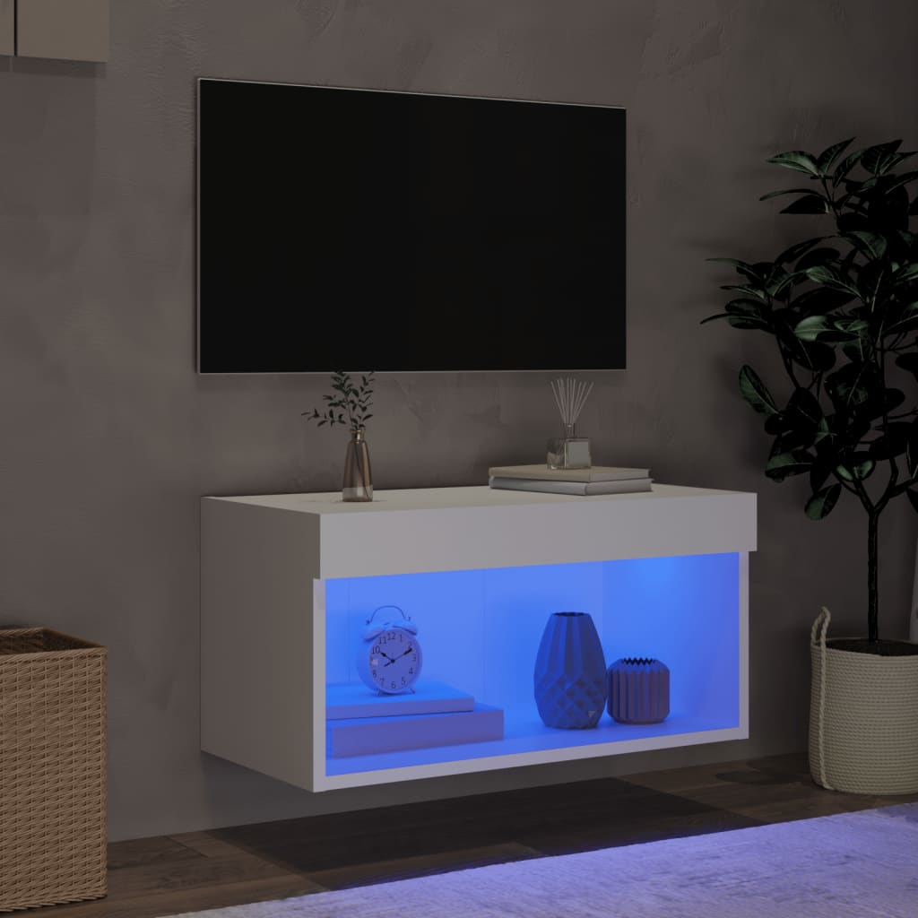 LED-tuledega telerikapp, valge, 60 x 30 x 30 cm