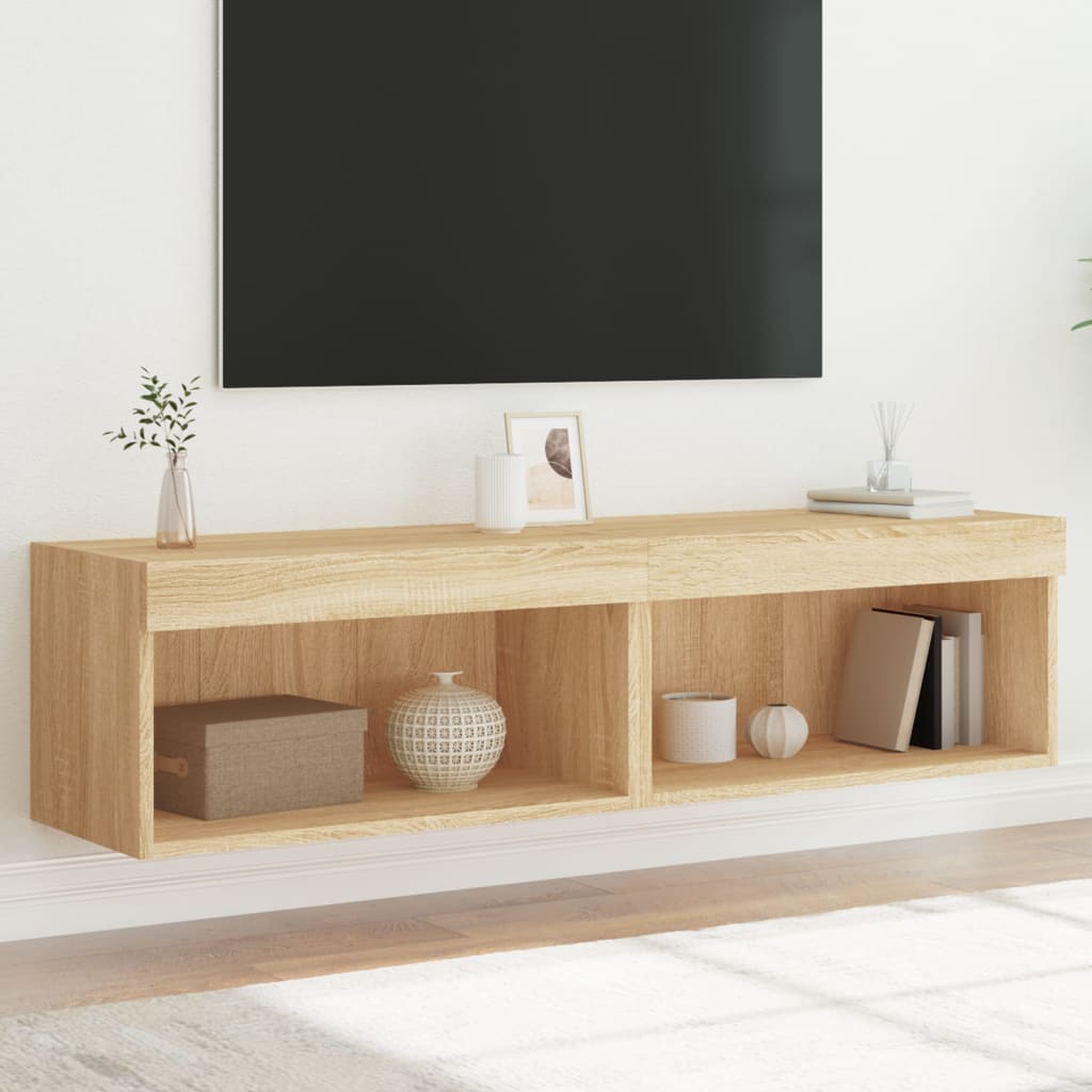 LED-tuledega telerikapid 2 tk, Sonoma tamm, 60 x 30 x 30 cm