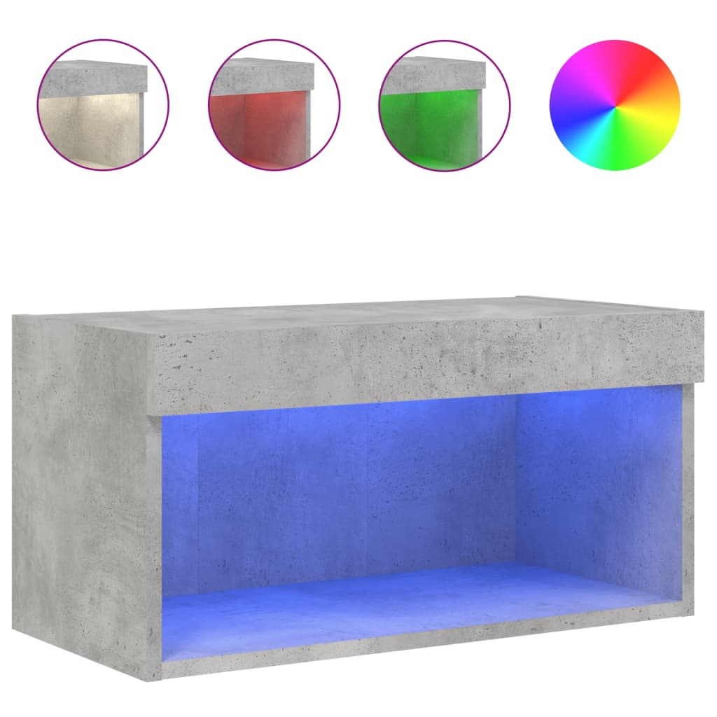 LED-tuledega telerikapp, betoonhall, 60 x 30 x 30 cm