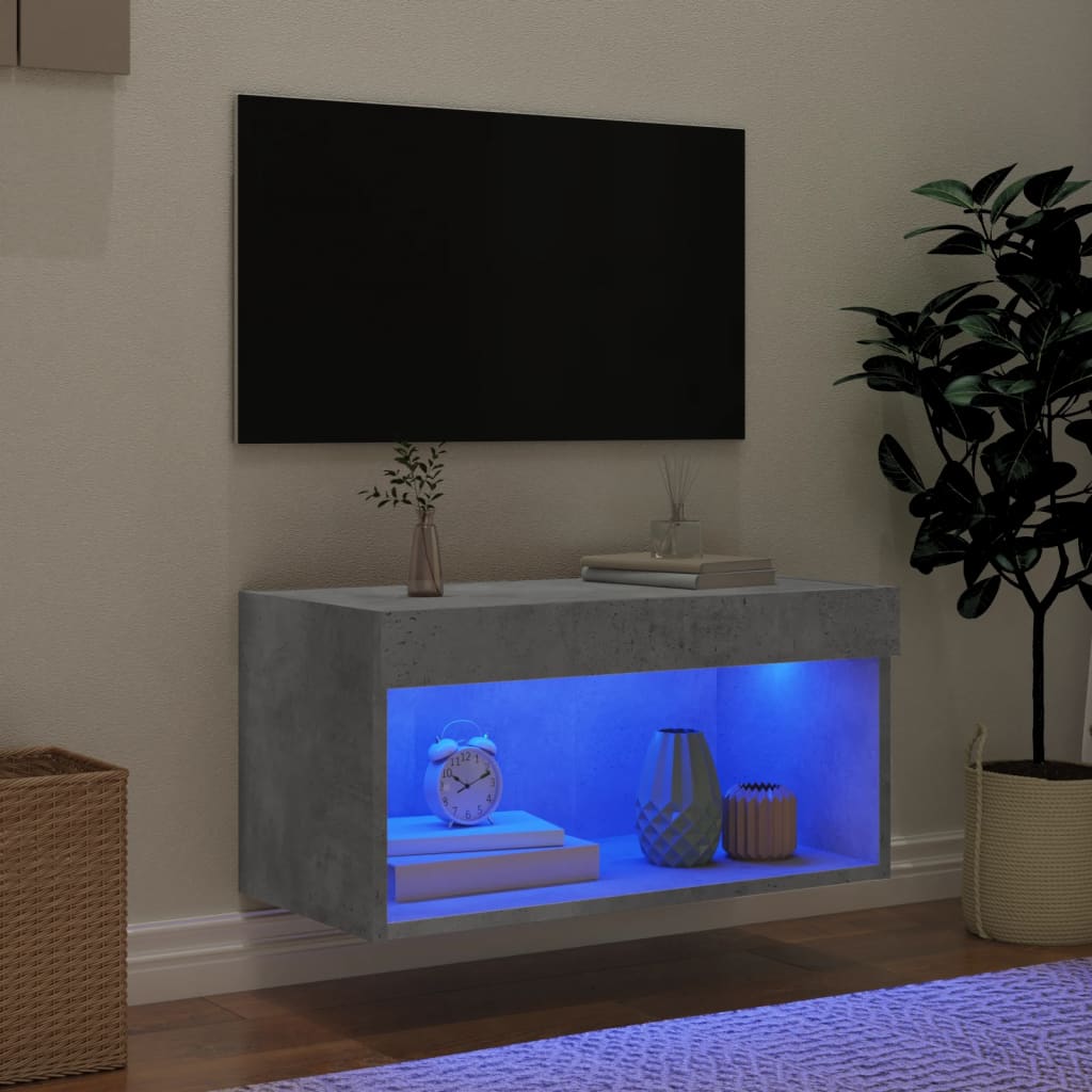 LED-tuledega telerikapp, betoonhall, 60 x 30 x 30 cm