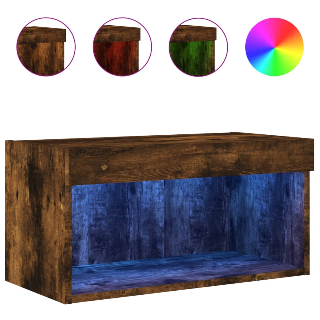 LED-tuledega telerikapp, suitsutatud tamm, 60 x 30 x 30 cm