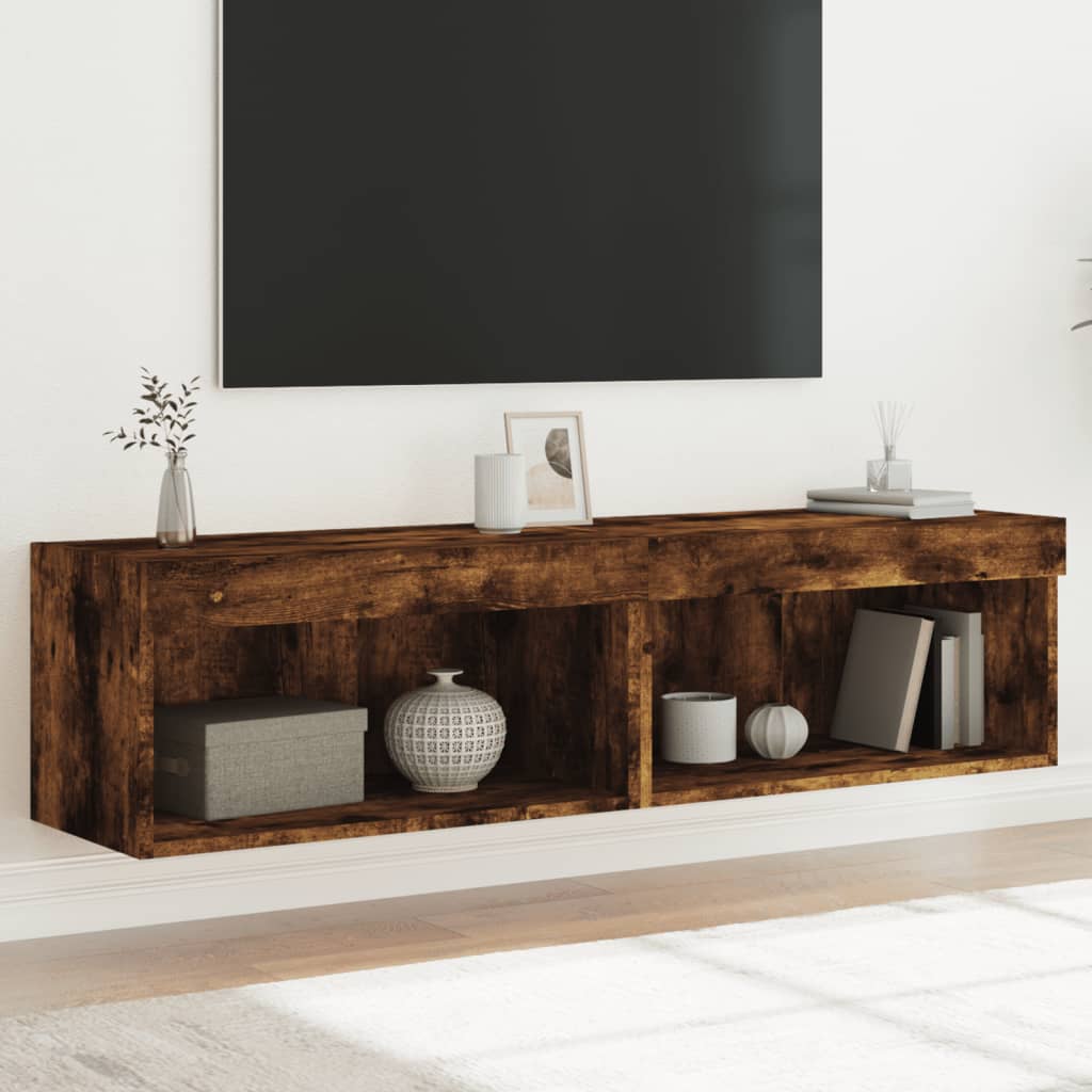 LED-tuledega telerikapid 2 tk, suitsutatud tamm, 60x30x30 cm