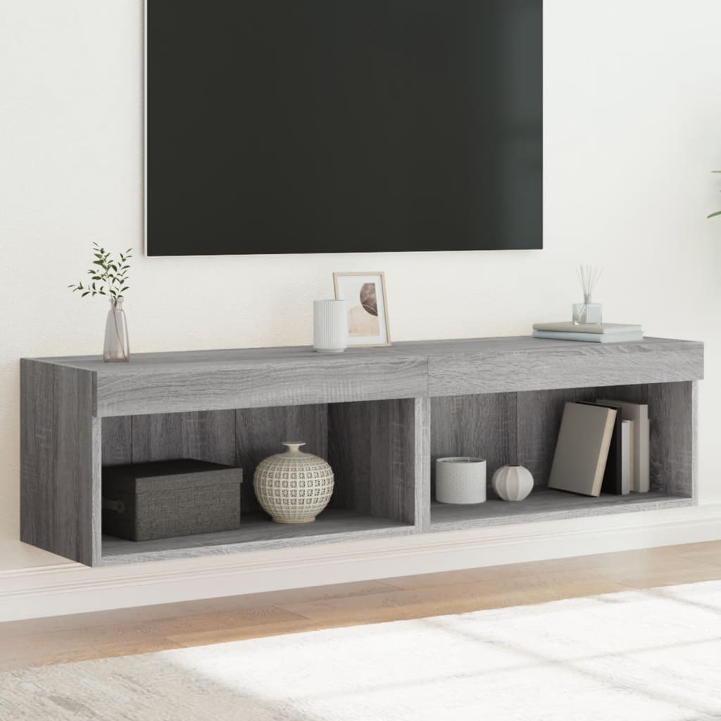 LED-tuledega telerikapid 2 tk, hall Sonoma, 60 x 30 x 30 cm