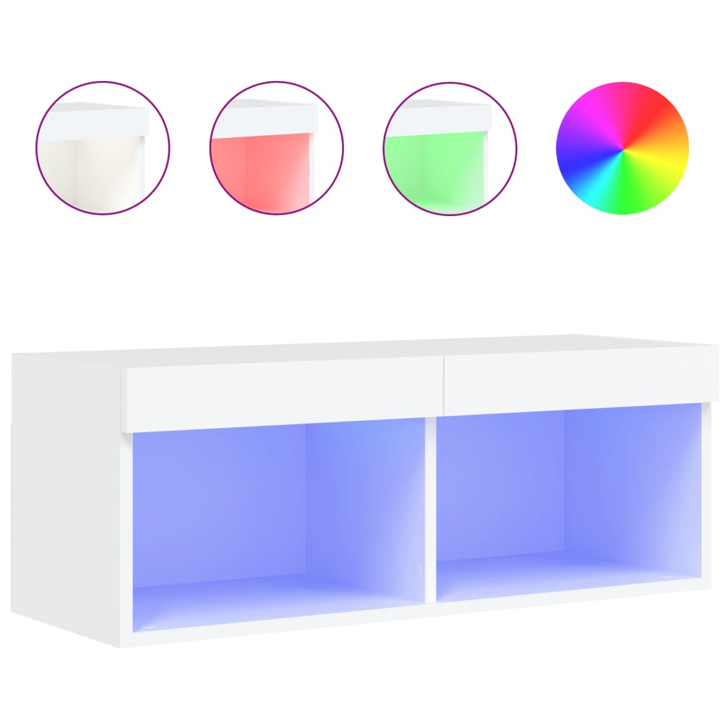 LED-tuledega telerikapp, valge, 80 x 30 x 30 cm
