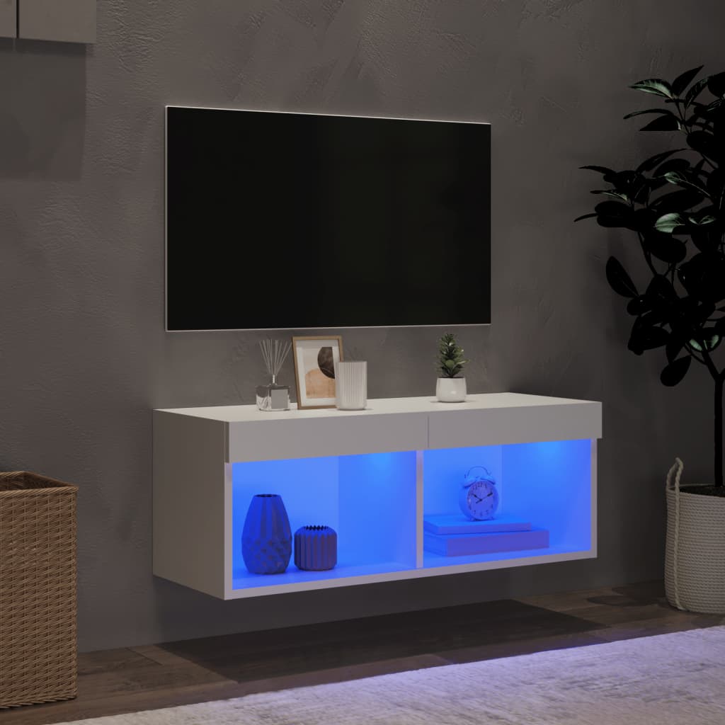 LED-tuledega telerikapp, valge, 80 x 30 x 30 cm