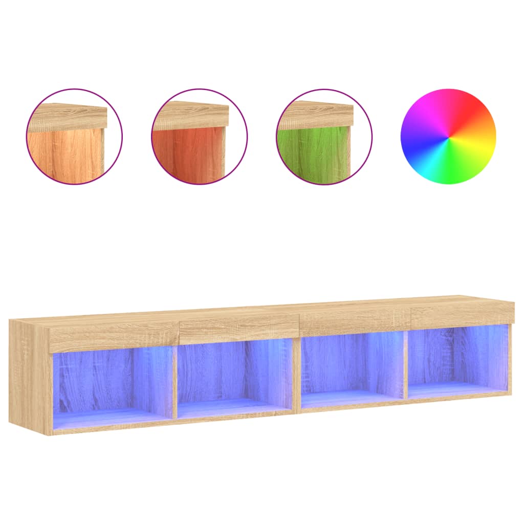 LED-tuledega telerikapid 2 tk, Sonoma tamm, 80 x 30 x 30 cm
