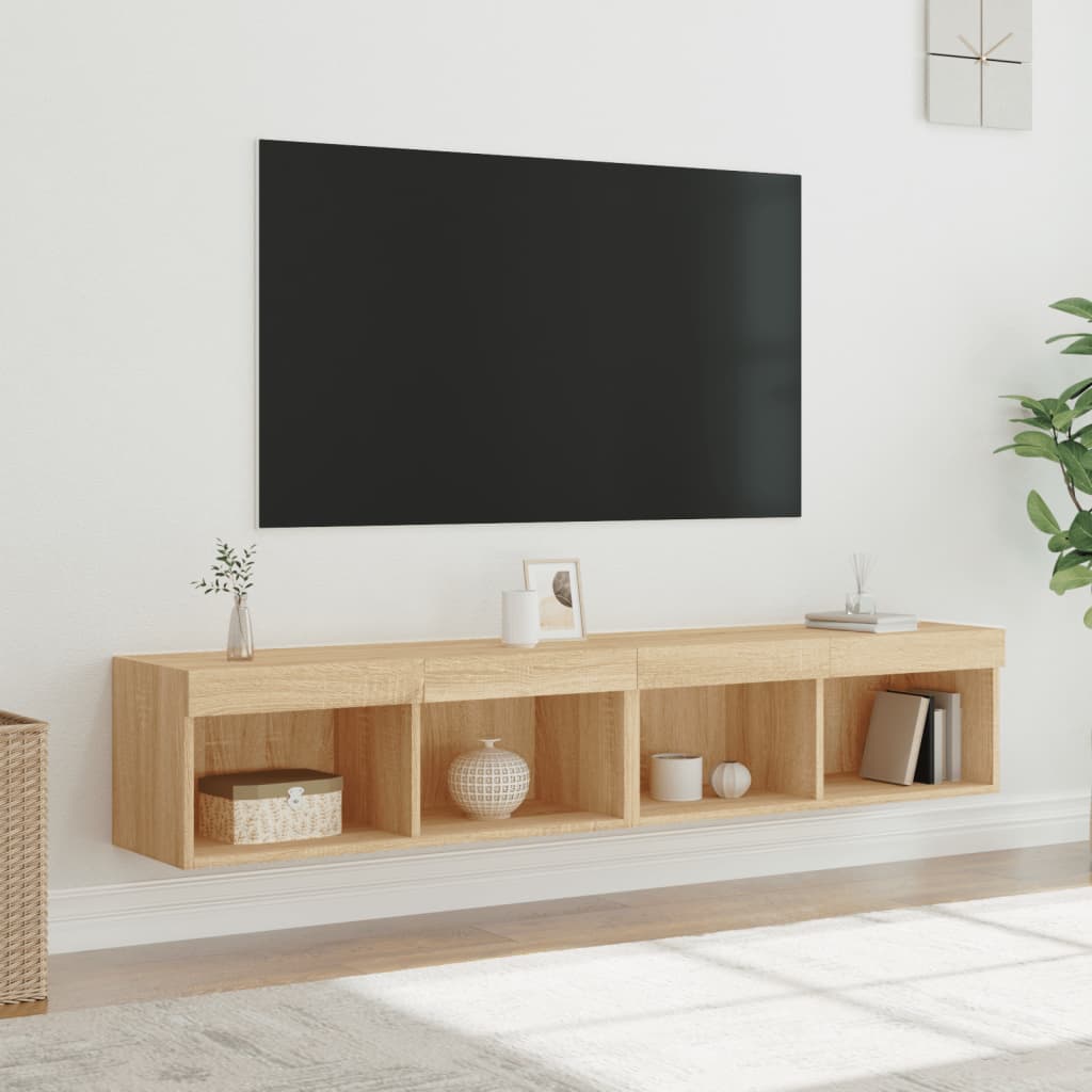 LED-tuledega telerikapid 2 tk, Sonoma tamm, 80 x 30 x 30 cm