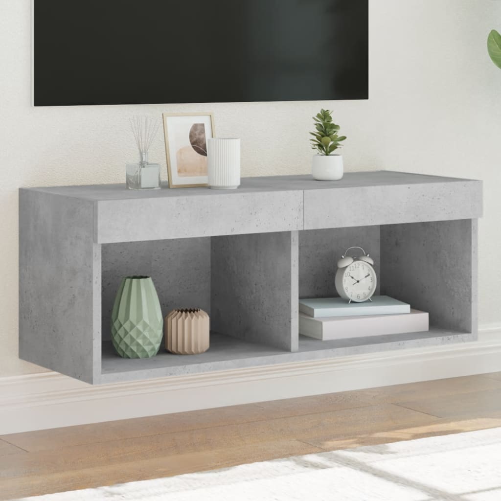 LED-tuledega telerikapp, betoonhall, 80 x 30 x 30 cm