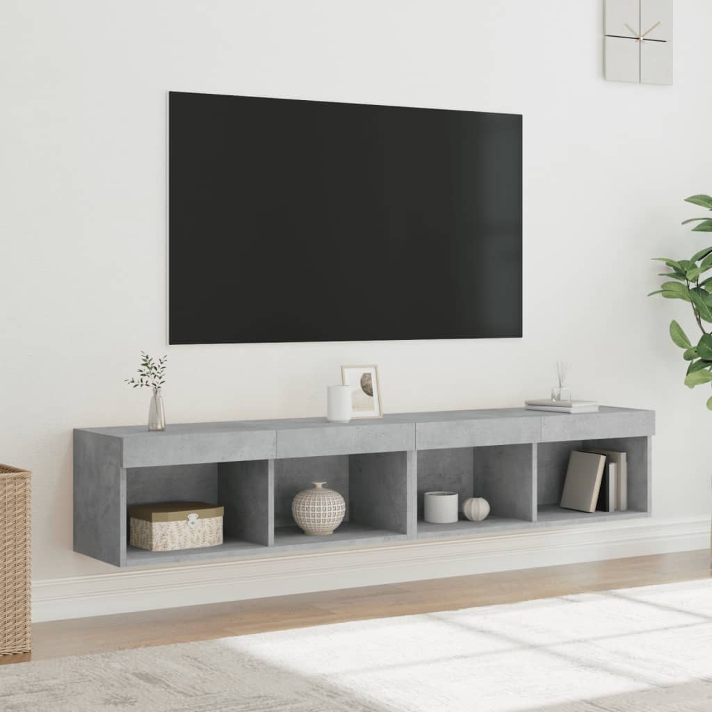 LED-tuledega telerikapid 2 tk, betoonhall, 80 x 30 x 30 cm