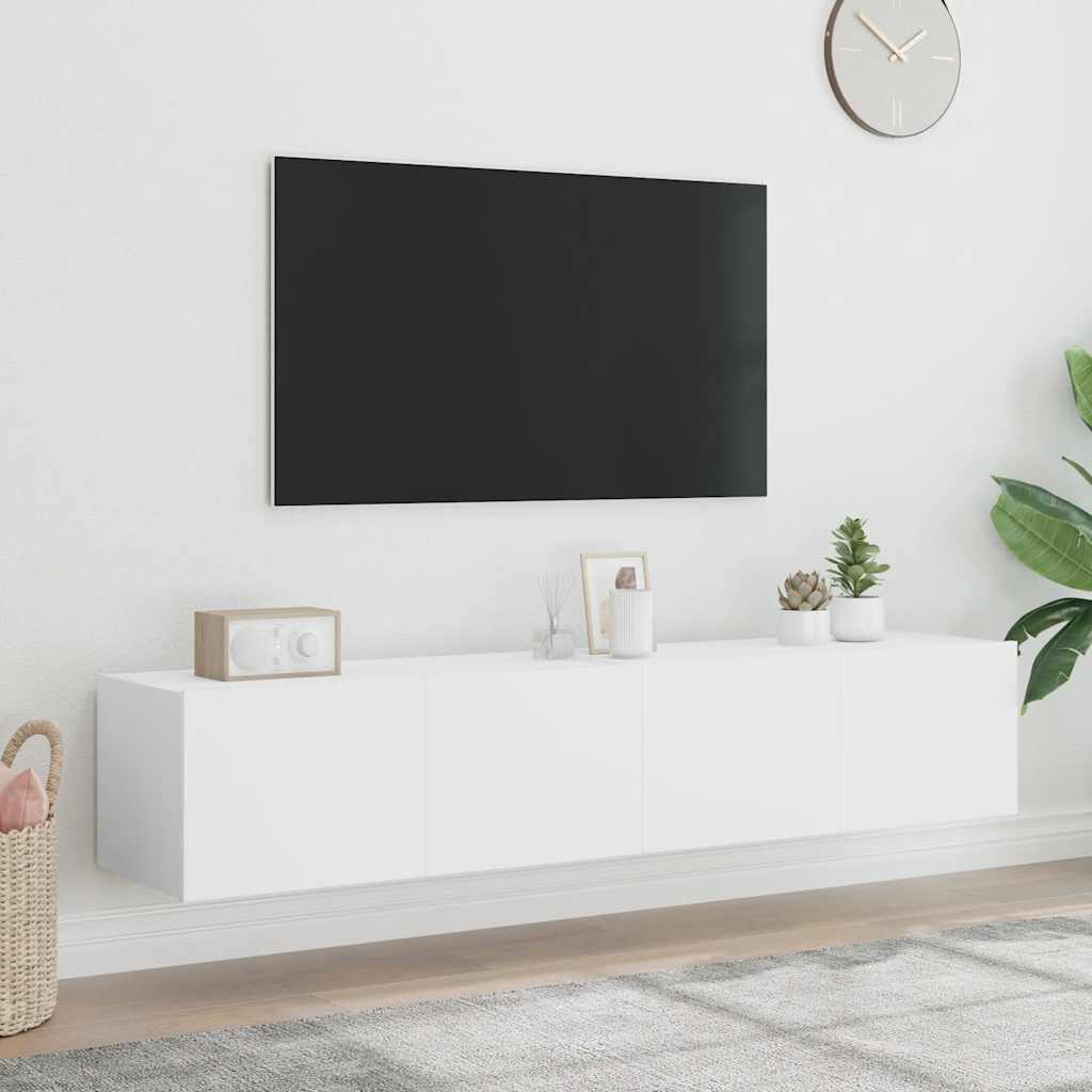 Teleri seinakapid LED-tuledega 2 tk, valge, 80 x 35 x 31 cm