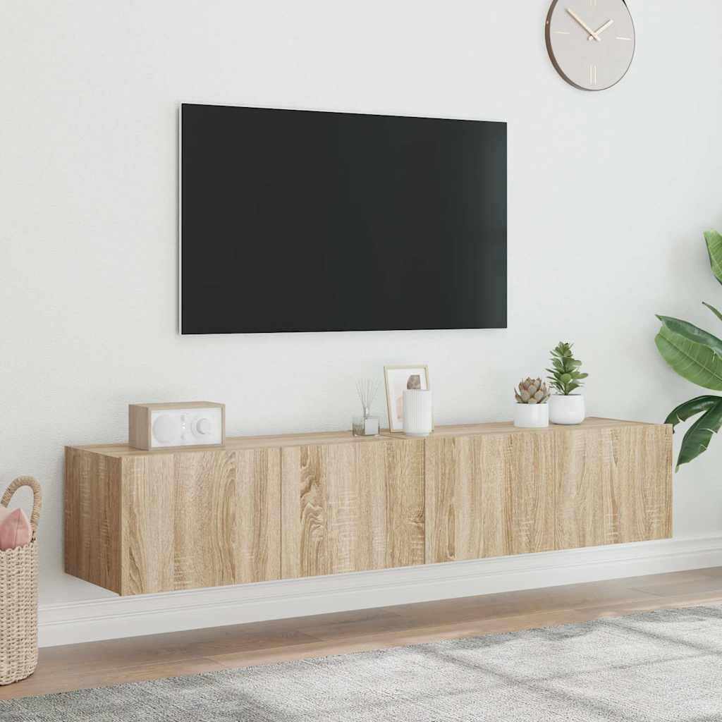 Teleri seinakapid LED-tuledega 2 tk, Sonoma tamm, 80x35x31 cm