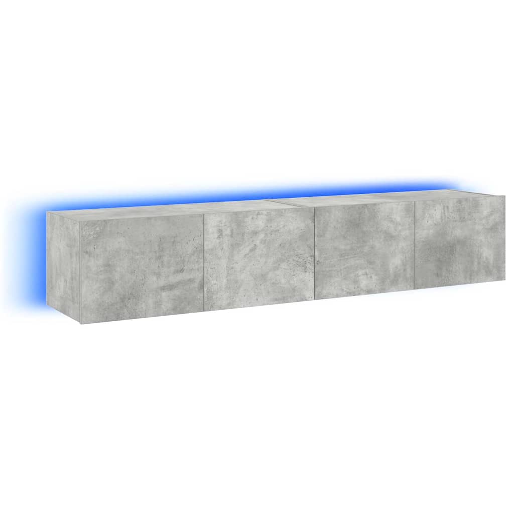 Teleri seinakapid LED-tuledega 2 tk, betoonhall, 80x35x31 cm