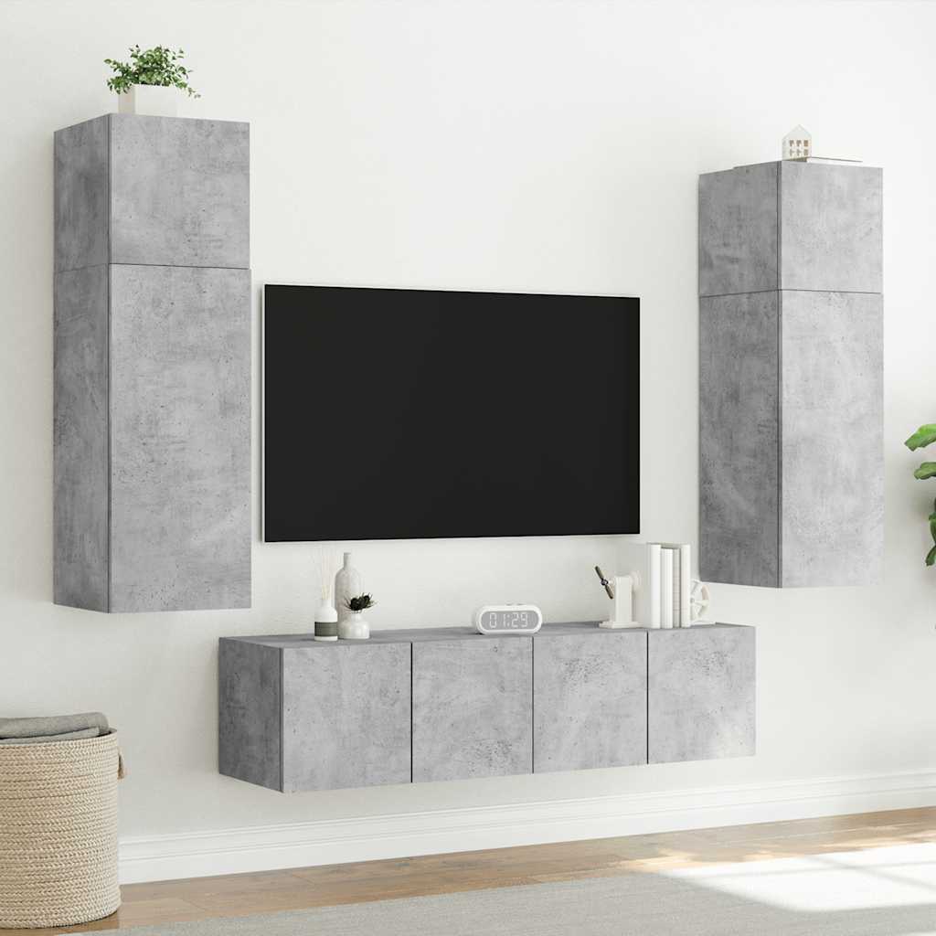 Teleri seinakapid LED-tuledega 2 tk, betoonhall, 80x35x31 cm