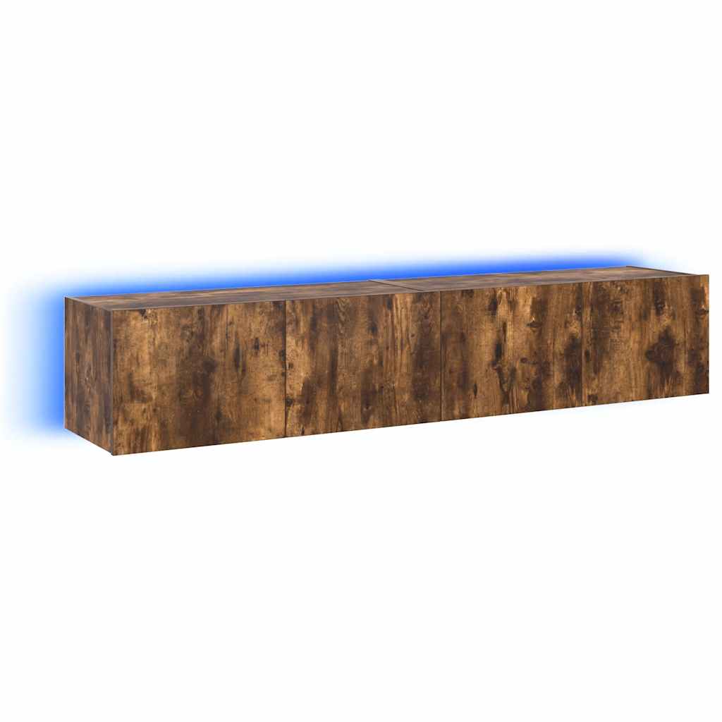 Teleri seinakapid LED-tuledega 2 tk, suitsutamm, 80x35x31 cm