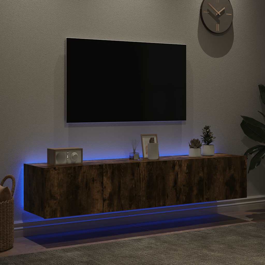Teleri seinakapid LED-tuledega 2 tk, suitsutamm, 80x35x31 cm