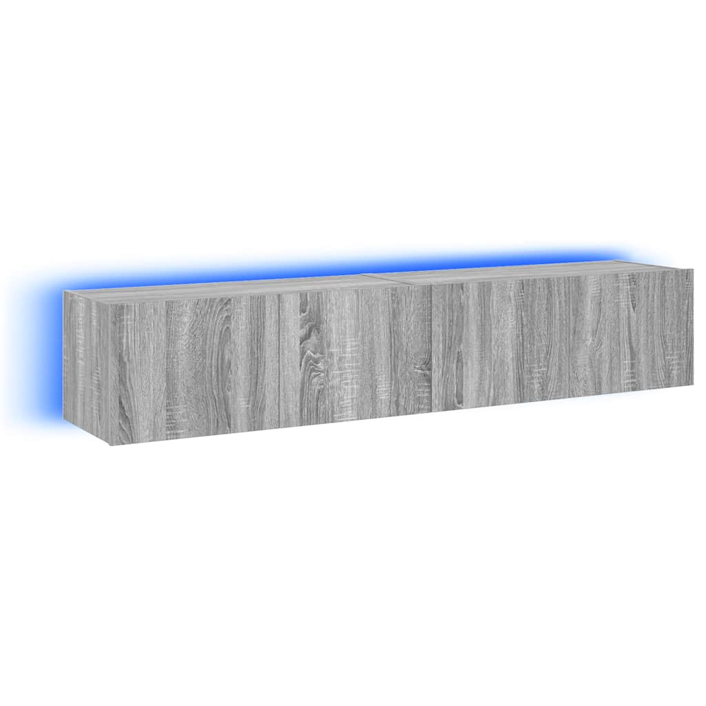Teleri seinakapid LED-tuledega 2 tk, hall Sonoma, 80x35x31 cm