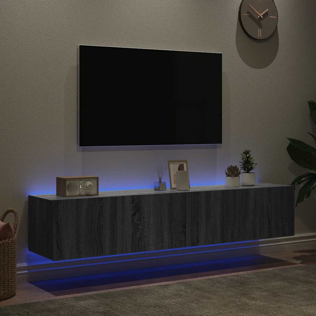 Teleri seinakapid LED-tuledega 2 tk, hall Sonoma, 80x35x31 cm