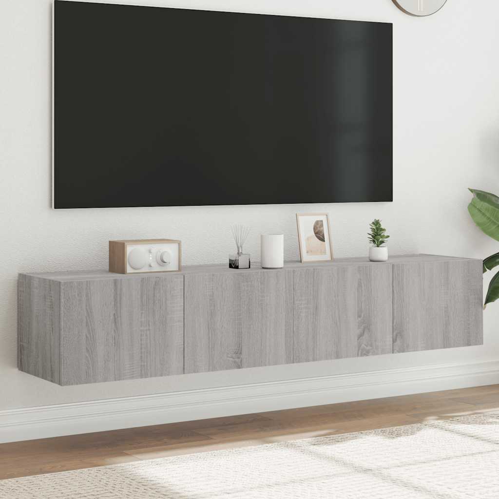 Teleri seinakapid LED-tuledega 2 tk, hall Sonoma, 80x35x31 cm