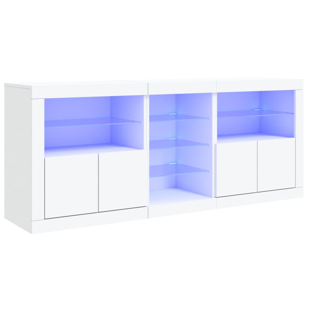 Puhvetkapp LED-tulega, valge, 162x37x67 cm