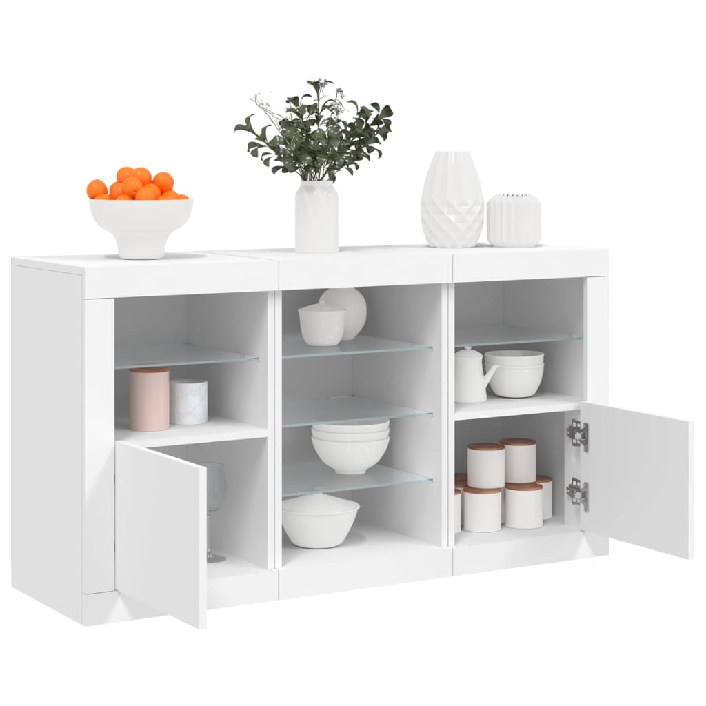 Puhvetkapp LED-tulega, valge, 123 x 37 x 67 cm