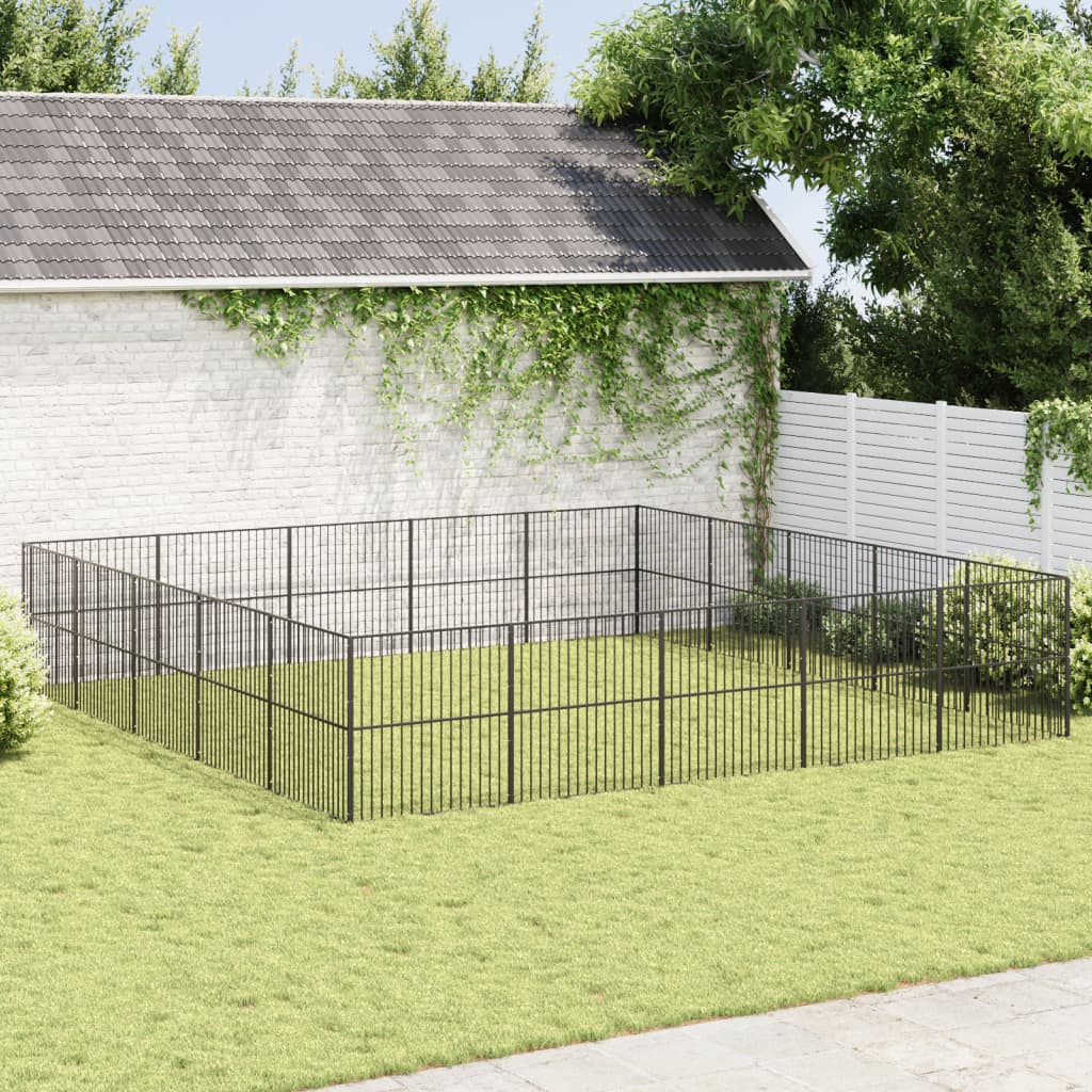 Koera mänguaedik, 20 paneeliga, must, tsingitud teras