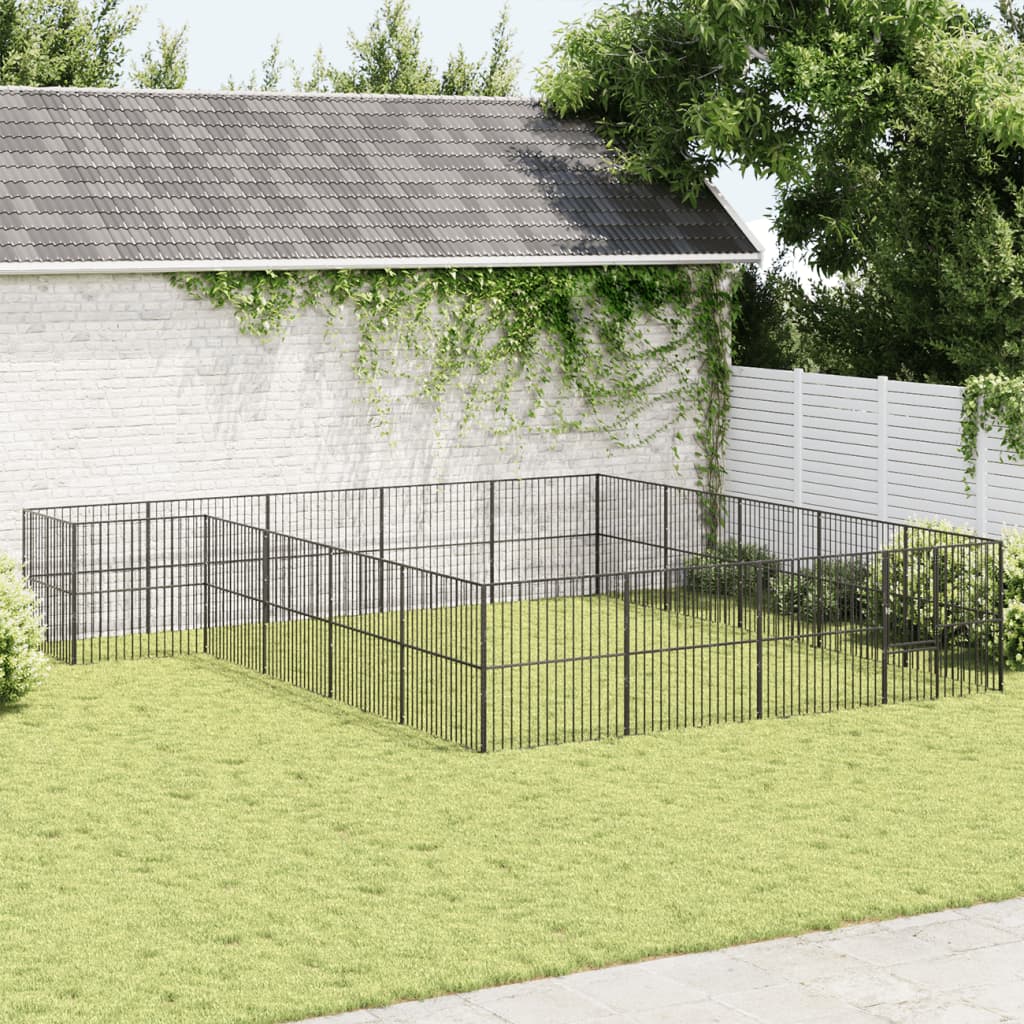 Koera mänguaedik, 20 paneeliga, must, tsingitud teras
