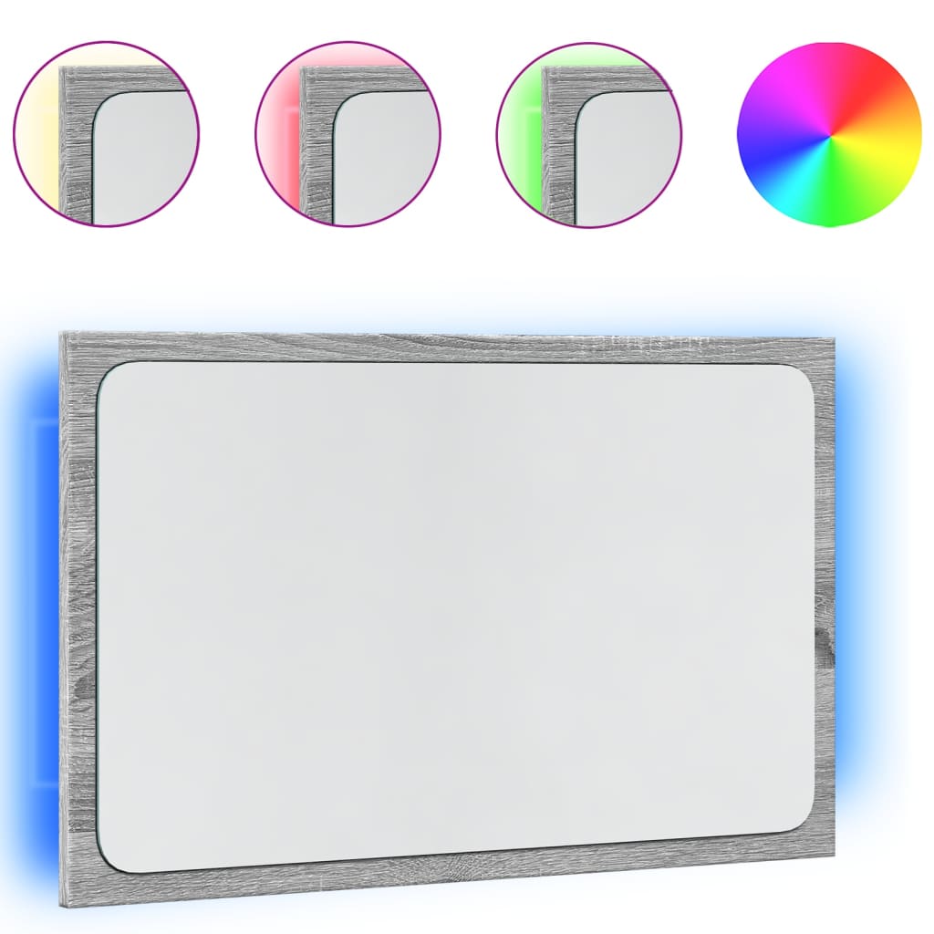 Vannitoapeegel, LED, hall Sonoma tamm, 60x8,5x38 cm, tehispuit