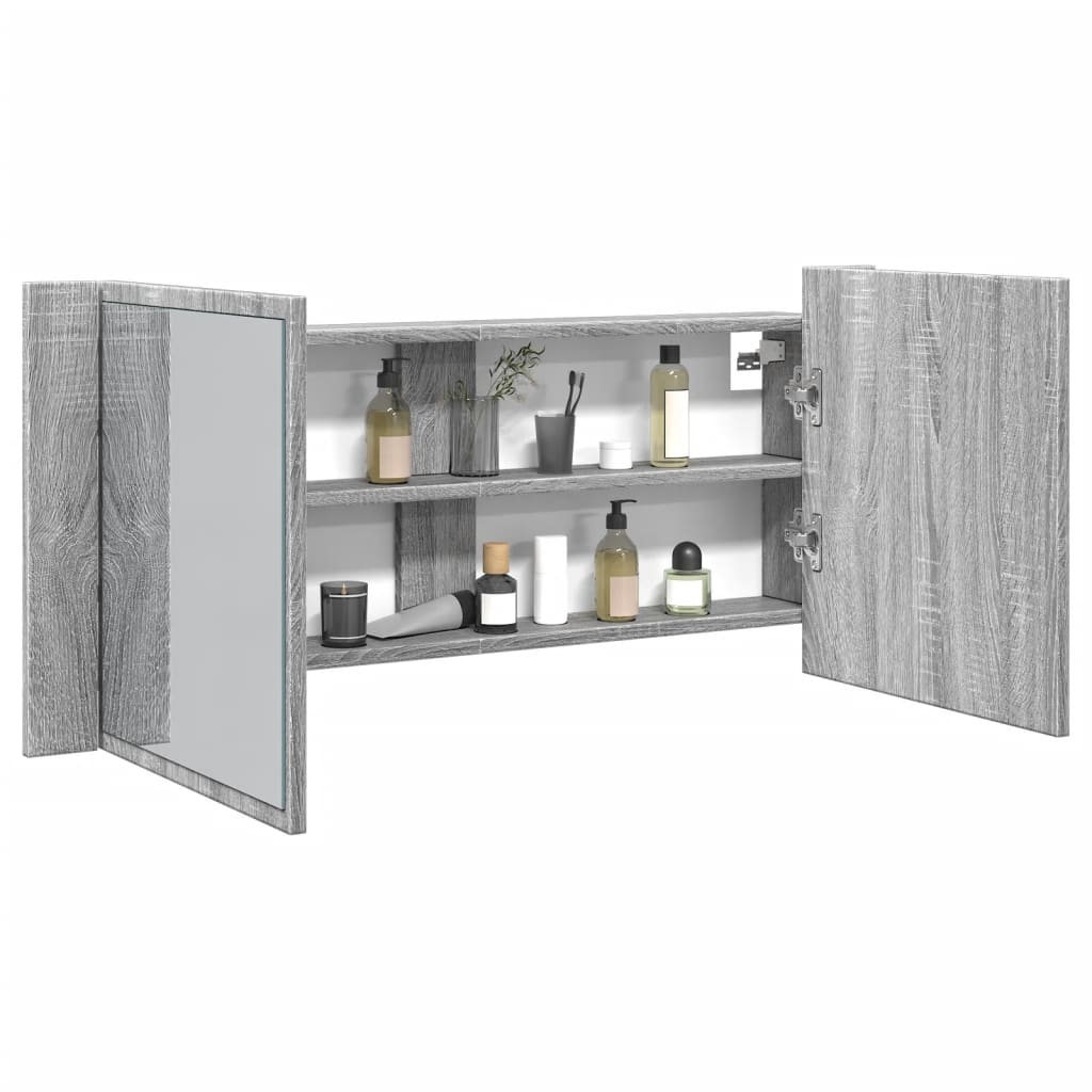 Vannitoa LED-peeglikapp, hall Sonoma tamm, 100 x 12 x 45 cm