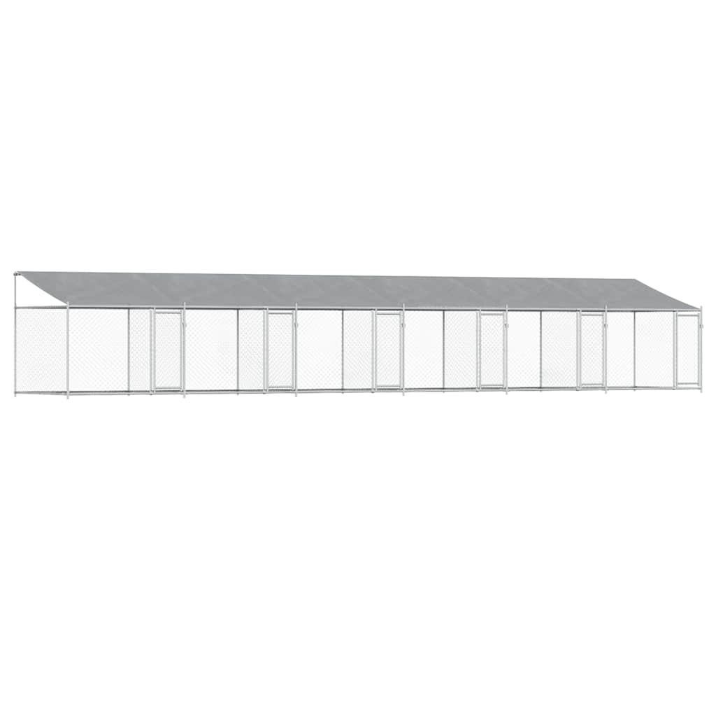 Koeraaedik, katuse ja uksega, hall, 12x2x2 m, tsingitud teras